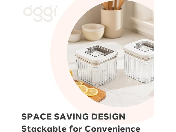 Oggi Airtight Clear Fluted Canister Set of 2