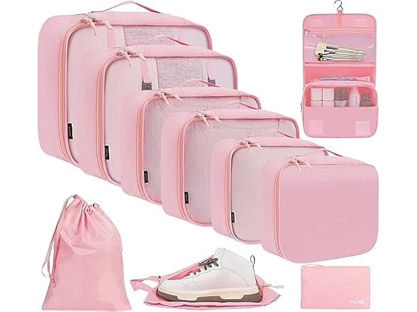10 Pc Packing Cubes Luggage Organizers