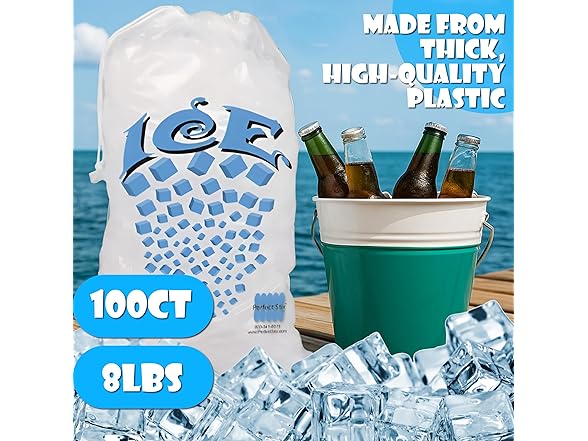 8 lb Ice Bags 500pk Drawstring