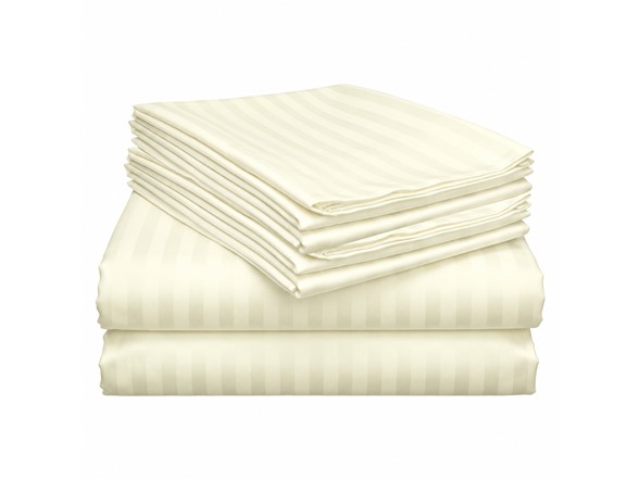 4-Piece Dobby 100% Polyester Stripe Bed Sheet Set