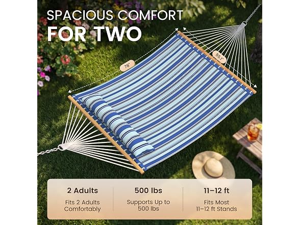 Everyfun Double Hammock with Spreader Bar - 2 Person
