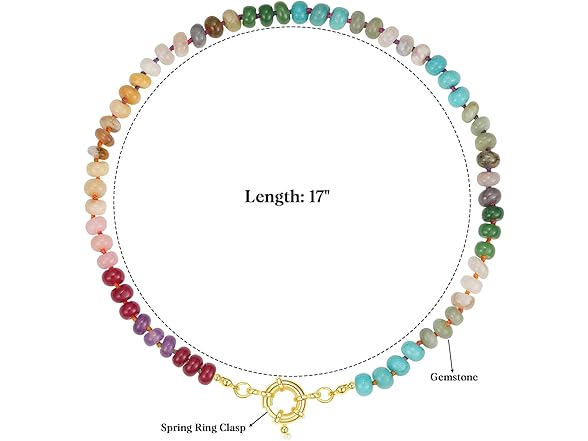 lqiqdfe Beaded Gemstone Necklace