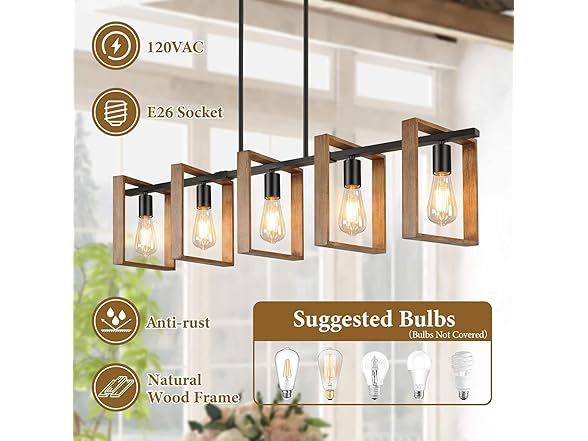 53’’ Farmhouse Kitchen Island Lighting, 5-Light