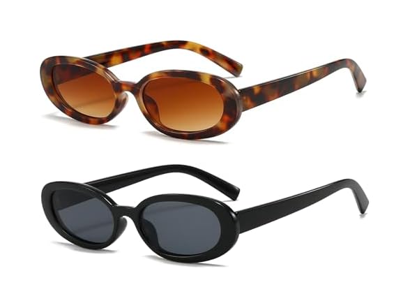 SUNBSR Retro Oval Sunglasses 2 Pack