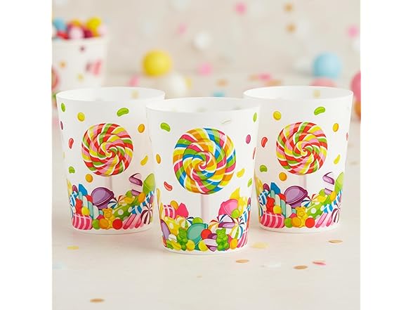 Fun Express Candy World Party Plastic Favor Cups - 8 Count