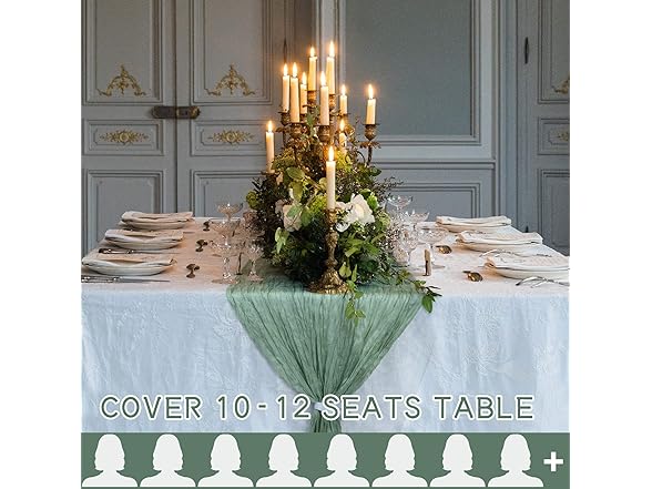 TISEMENT 12 Packs Cheesecloth Table Runne (Sage Green)