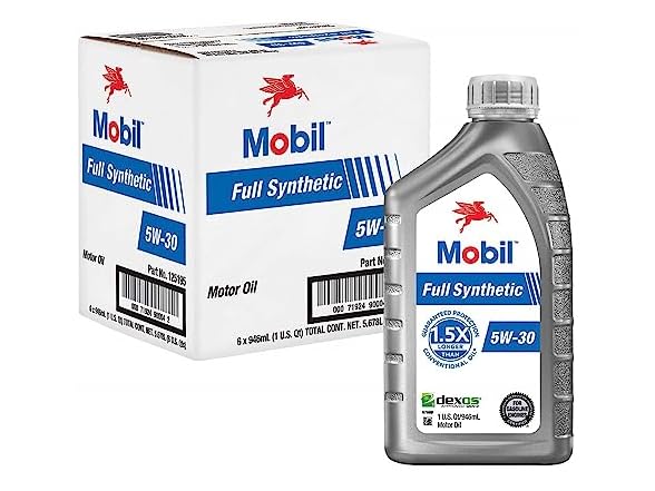 Mobil Full Synthetic Motor Oil 5W-30, 1 Quart 6pk