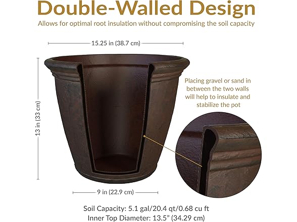 Sunnydaze 15.25-Inch Anjelica Large Plastic Pot