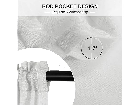 Melodieux Sheer White Curtains 96 Inches