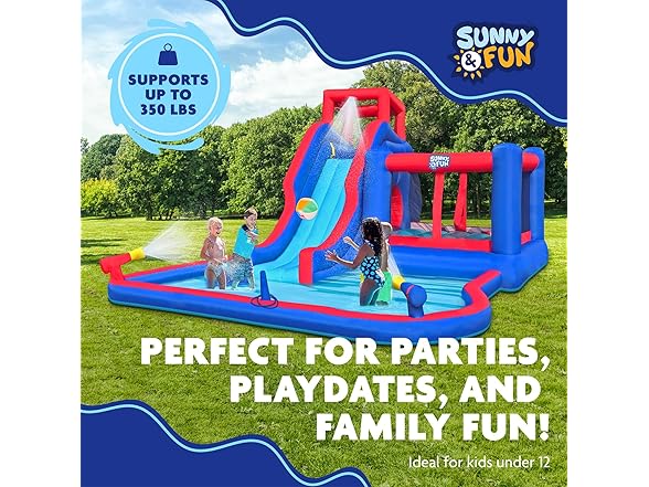 Sunny & Fun 2-in-1 Bounce & Blast Inflatable Water Slide Park