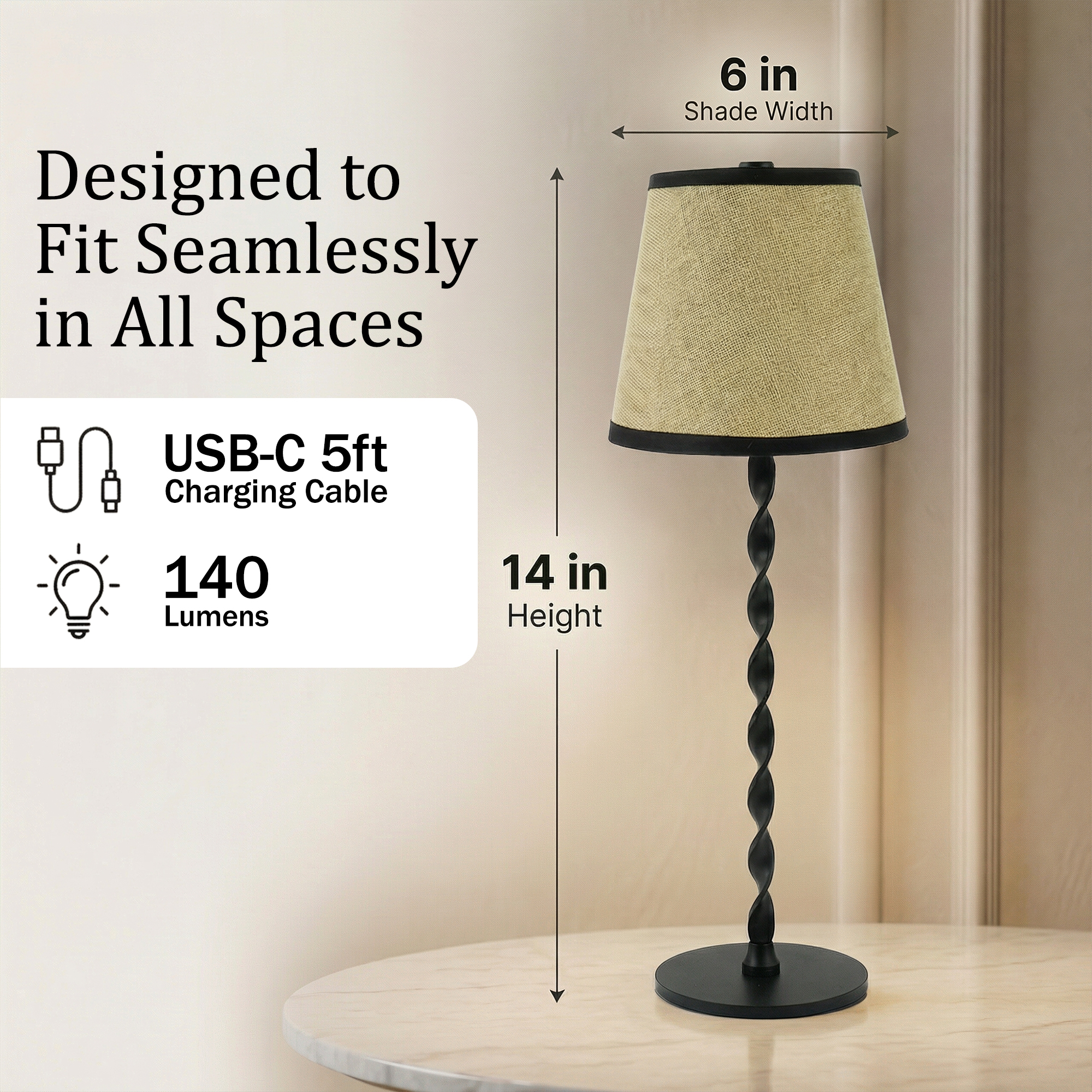 Twist Stem Black Tan Shade Lamp - Gallery 19