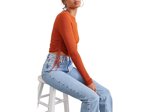 Forever 21 (M) Ribbed Ruched Drawstring Sweater