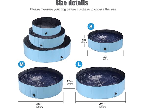 OWNPETS Foldable Pet Pool with Bath Brush, C
