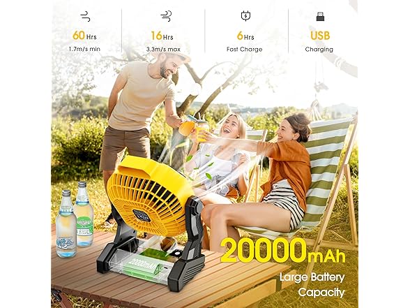 JINLICTE Camping Fan with LED Lantern