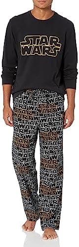 Amazon Essentials Disney | Marvel | Star Wars Men's Flannel Pajama Sleep Sets, Star Wars Logo - Mens Flannel, X-Large