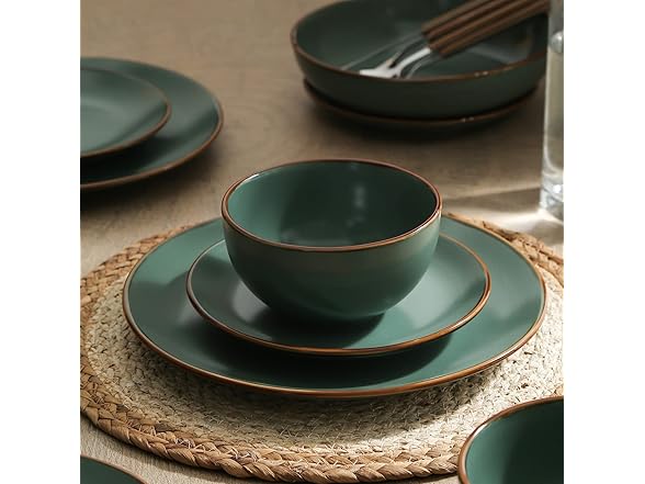 Stone Lain Brasa Stoneware 16 PC Dinnerware Set Green