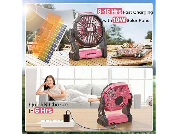 Solar Fan with LED Lantern, 10W Solar