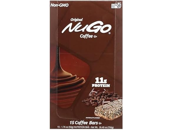 NuGo Protein Bar, Coffee, 11g Protein, 15 Count