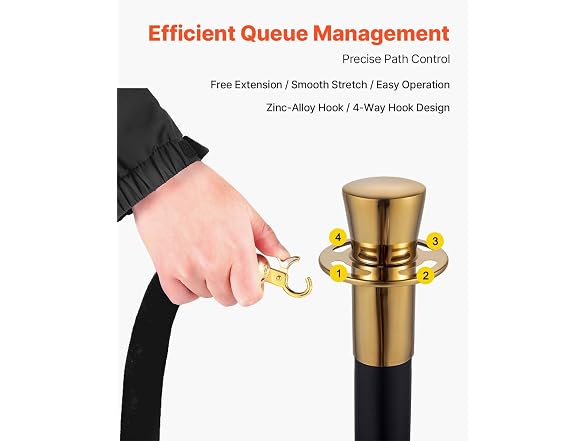 Crowd Control Stanchion, Set of 6 Pieces