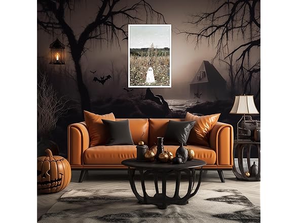 Cute Ghost On A Flower Meadow Wall Art