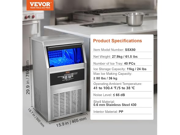 110V Commercial Ice Maker 80-90LBS/24H with