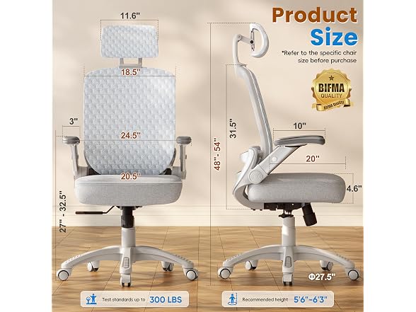 GABRYLLY GYE01-W Thick Sponge Seat Office Chair