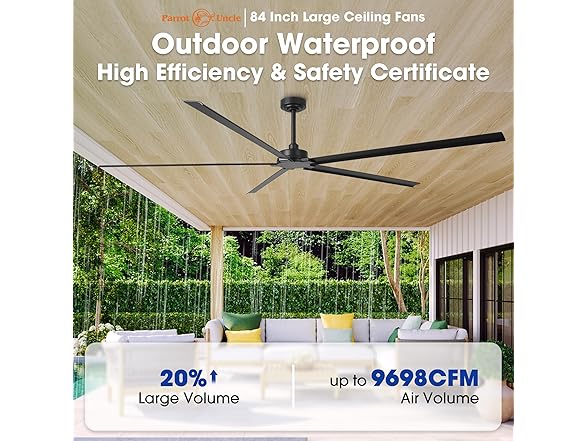 Parrot Uncle 84 Inch Large Ceiling Fans without Light