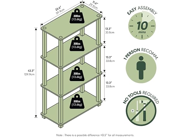 Furinno Storage Shelves 4-Tier Book Shelf