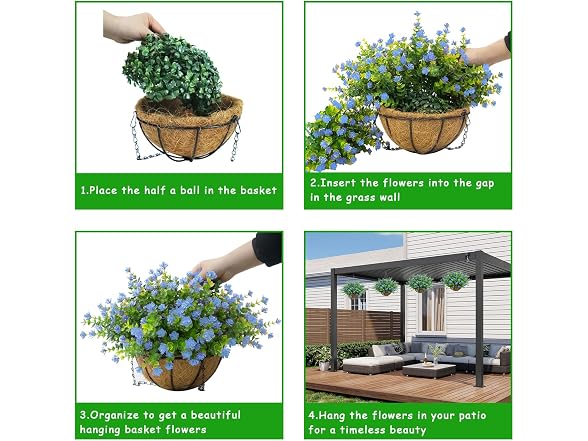 BCBLF Artificial Hanging Flowers Basket