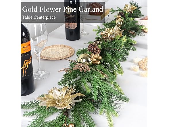 TISEMENT Norfolk Pine Garlands with Gold Flowers