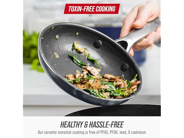 Blue Diamond 8" Diamond Infused Ceramic Frying Pan Skillet, Gray