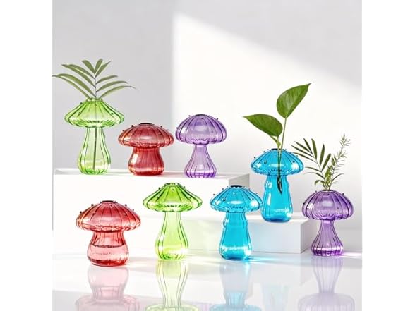 4 Pack Mushroom Glass Plant Terrarium