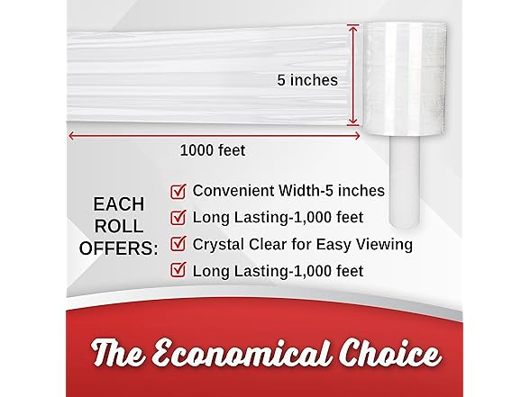 Mini Stretch Wrap 5"x1000', 2 Pack