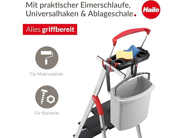 Hailo L100 TopLine aluminium stepladder, 5 step