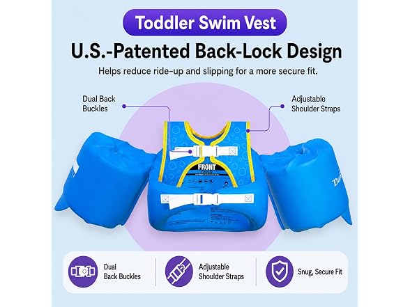 Dark Lightning Blue Toddler Swim Vest Ages 2-7
