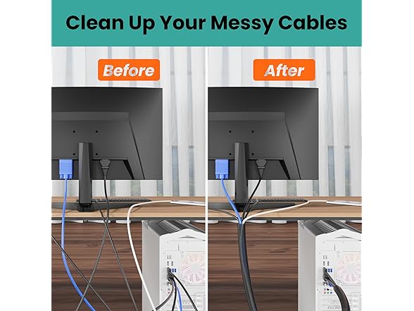 CableGeeker PET Cable Sleeve, Black