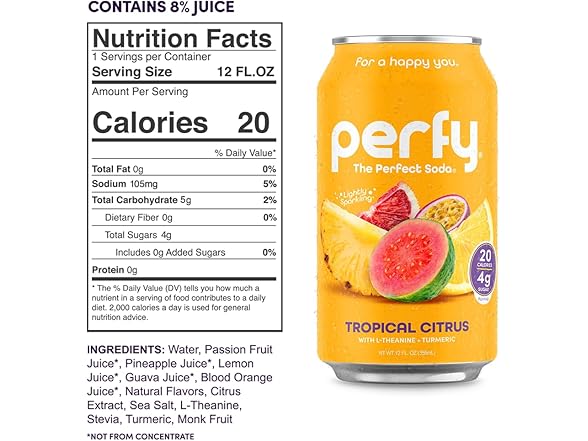 12PK PERFY Caffeine Free Tropical Citrus Soda