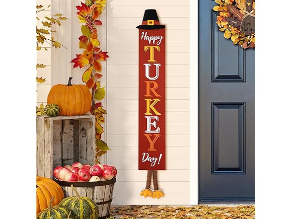 Glitzhome Wooden Happy Thanksgiving Porch Sign