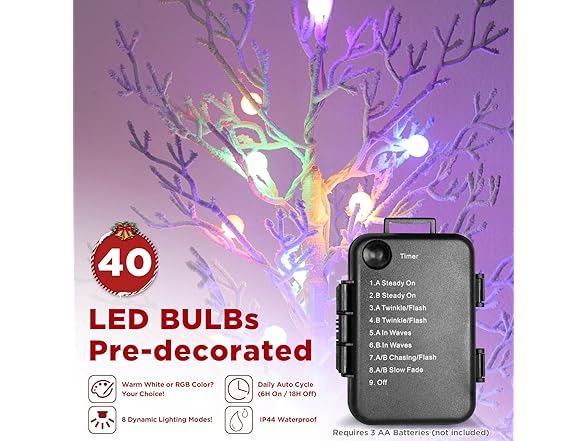 Brightever Small White Christmas Tree with Lights