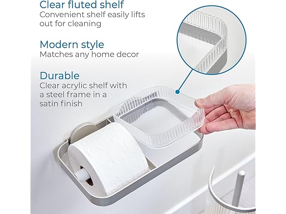iDesign TP Holder w/Tray Clear/Grey