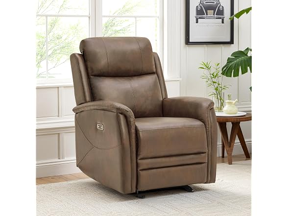 Faux Leather Recliner Chair, USB, Brown
