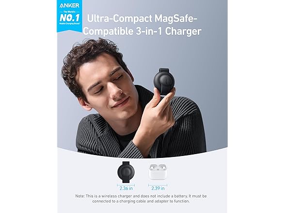 Anker MagSafe 3-in-1 Qi2 15W Wireless Compact Foldable Charger