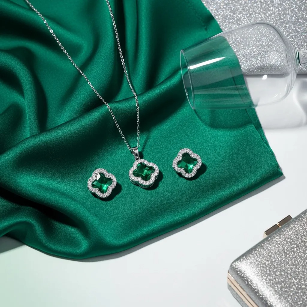 Womens Clover Pendant & Earrings Set - Gallery 18