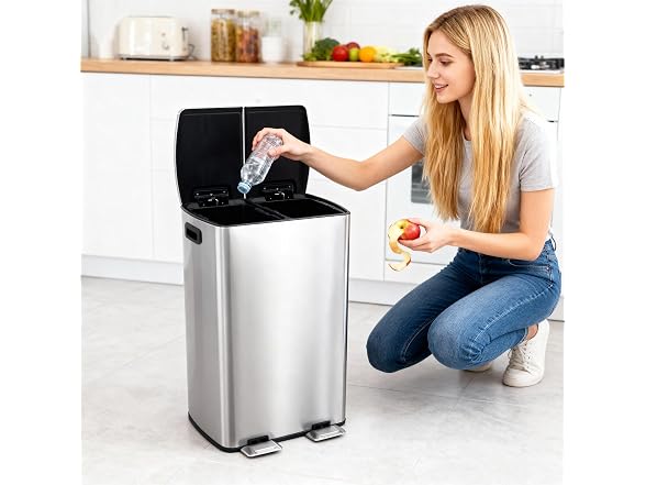 PrecisionAuto Step-On Recycling Bin Silv