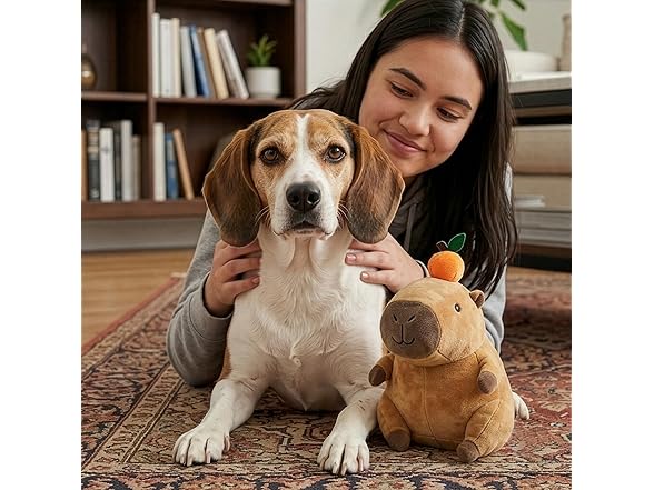 SPOT Capybara with Orange Plush Dog Toy