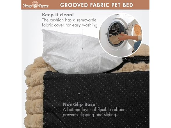 Paws & Purrs Grooved Pet Bed for Small to Medium Dogs