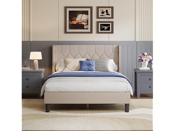 Avenco Full Size Bed Frame, Upholstered