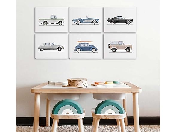 6Pcs Nursery Car Wall Art
