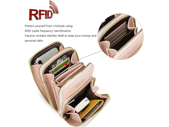 myfriday Touch Screen Crossbody Phone Purse for Women Rfid Blocking Cellphone Shoulder Purse with 2 Adjustable Strap