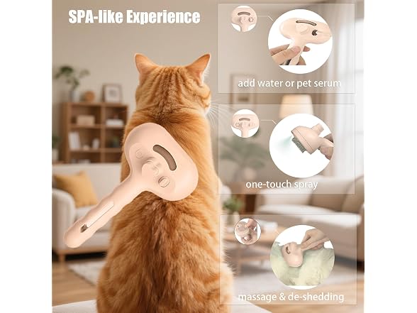 Cat Steam Brush, 3 - in - 1 Dog Brush for She